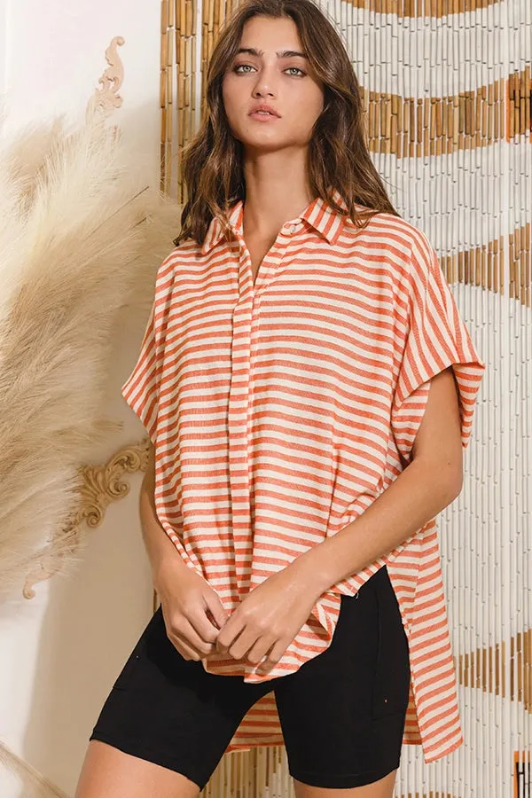 Dolman Coral Striped Blouse