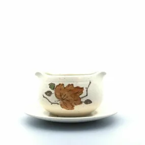Elegant Metlox Poppytrail WOODLAND Gold Gravy Fastand Oak Leaf Pattern