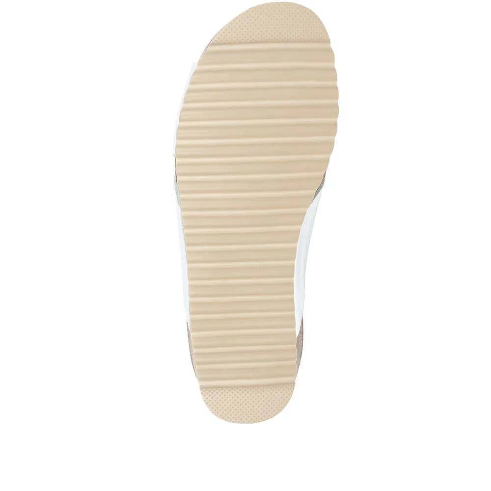 Elora Flat Leather Slider Sandals - ELORA / 318 554