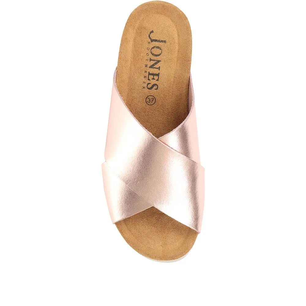 Elora Flat Leather Slider Sandals - ELORA / 318 554