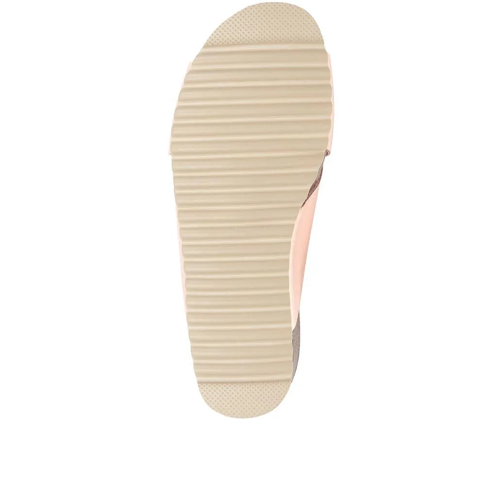 Elora Flat Leather Slider Sandals - ELORA / 318 554