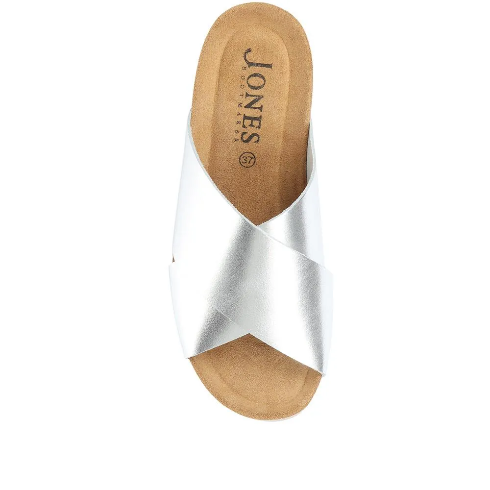 Elora Flat Leather Slider Sandals - ELORA / 318 554