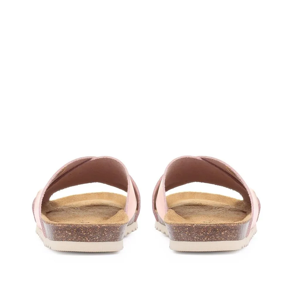 Elora Flat Leather Slider Sandals - ELORA / 318 554