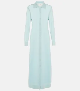 Erika Lisa Yang cashmere shirt dress, blue