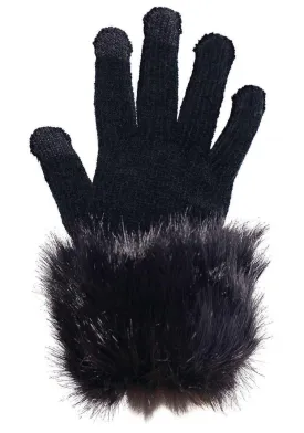 Faux Fur-Trimmed Tech Gloves
