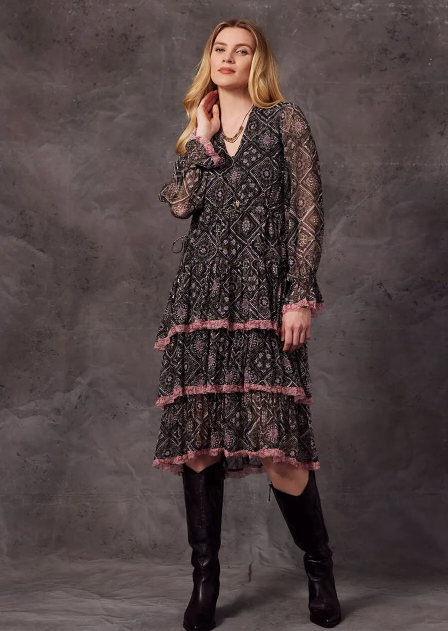 Fearless Spirited Dress  - Olive Multi