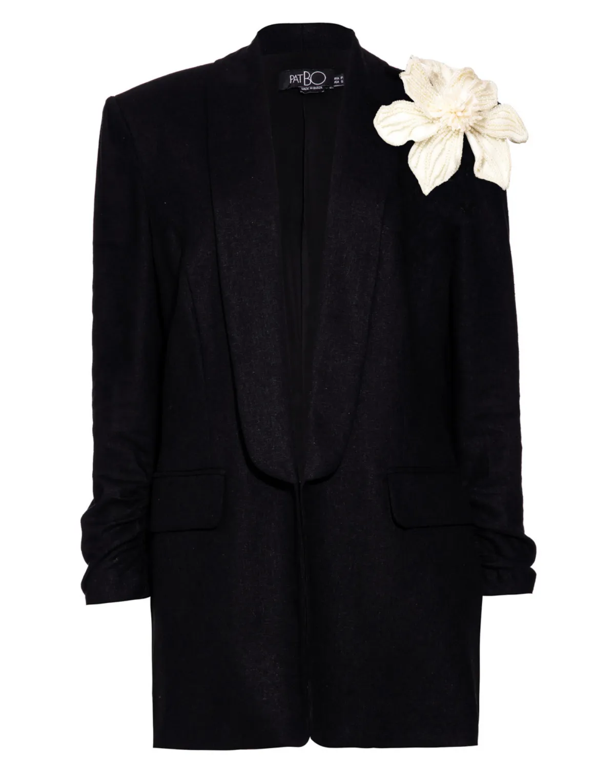 Flower Applique Linen Blazer
