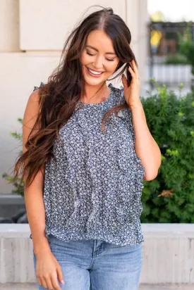 Frilled Striped Top - Teal