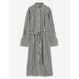 H&M Tie-belt shirtdress, black/white