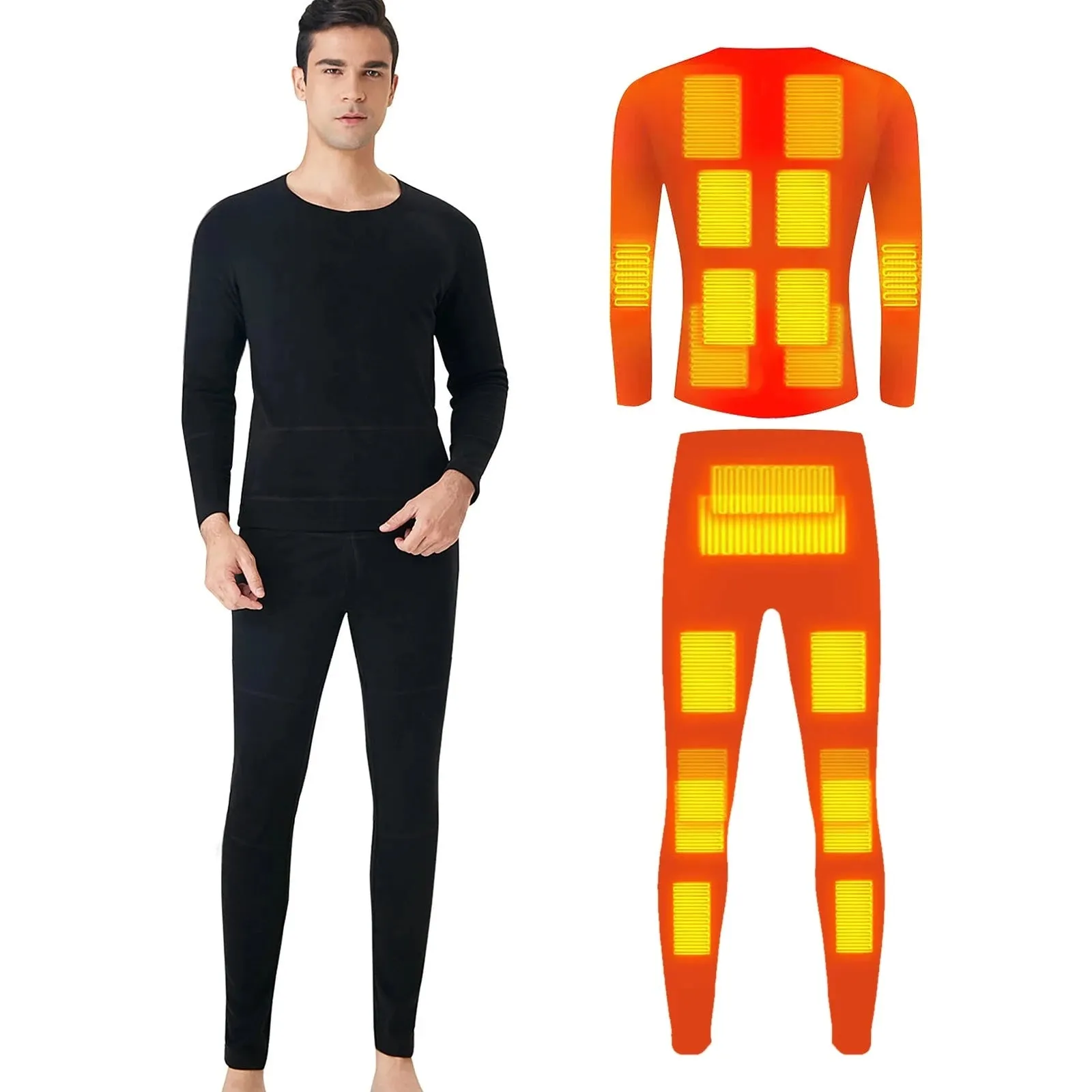 Heated Underwear for Men Women Winter Warm 20 Areas Electric USB Heated Heating Shirt Pants App Control 5 Temperature Settings