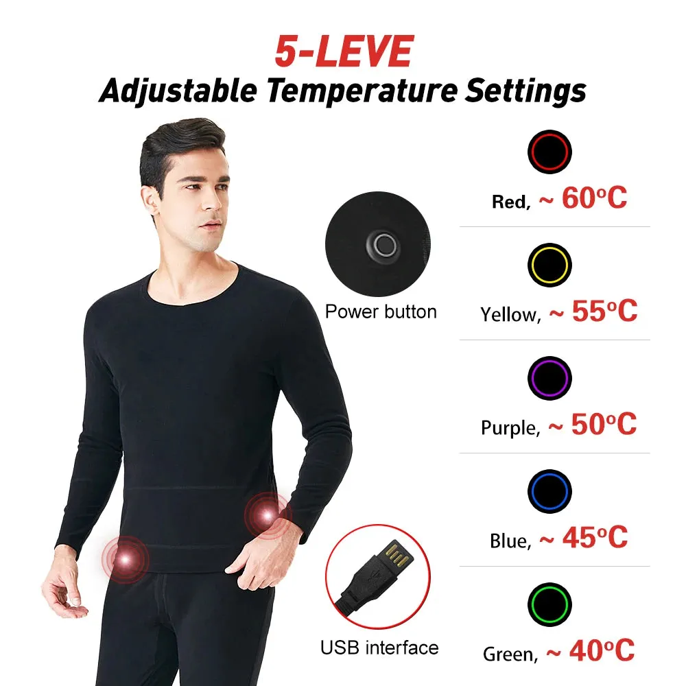 Heated Underwear for Men Women Winter Warm 20 Areas Electric USB Heated Heating Shirt Pants App Control 5 Temperature Settings