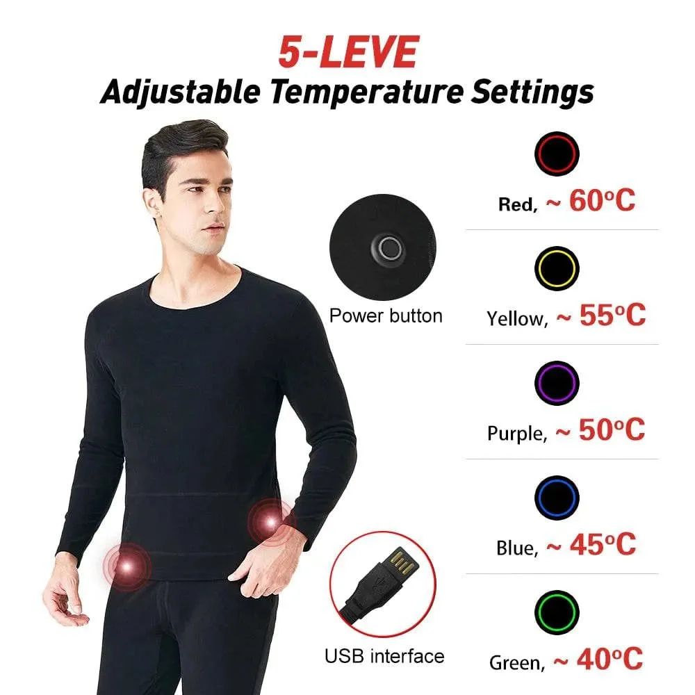 Heated Underwear for Men Women Winter Warm 20 Areas Electric USB Heated Heating Shirt Pants App Control 5 Temperature Settings