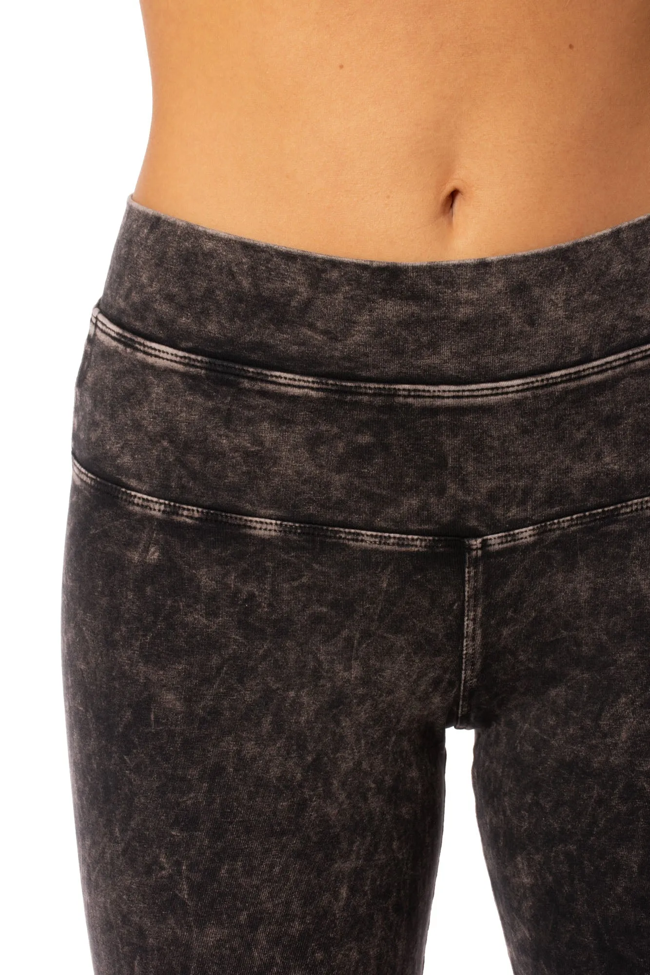 High Rise Ankle Legging (Style W-566, Black Mineral Wash MW6) by Hard Tail Forever