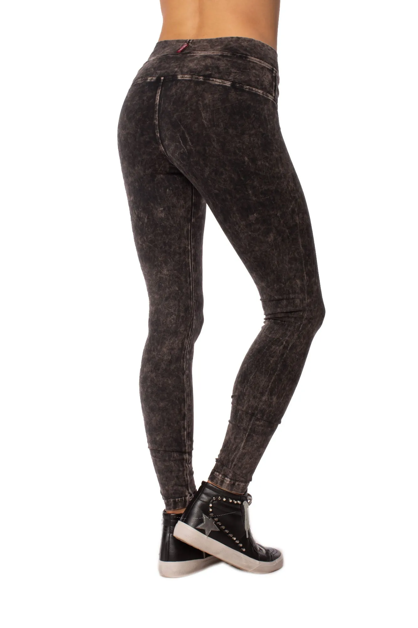 High Rise Ankle Legging (Style W-566, Black Mineral Wash MW6) by Hard Tail Forever