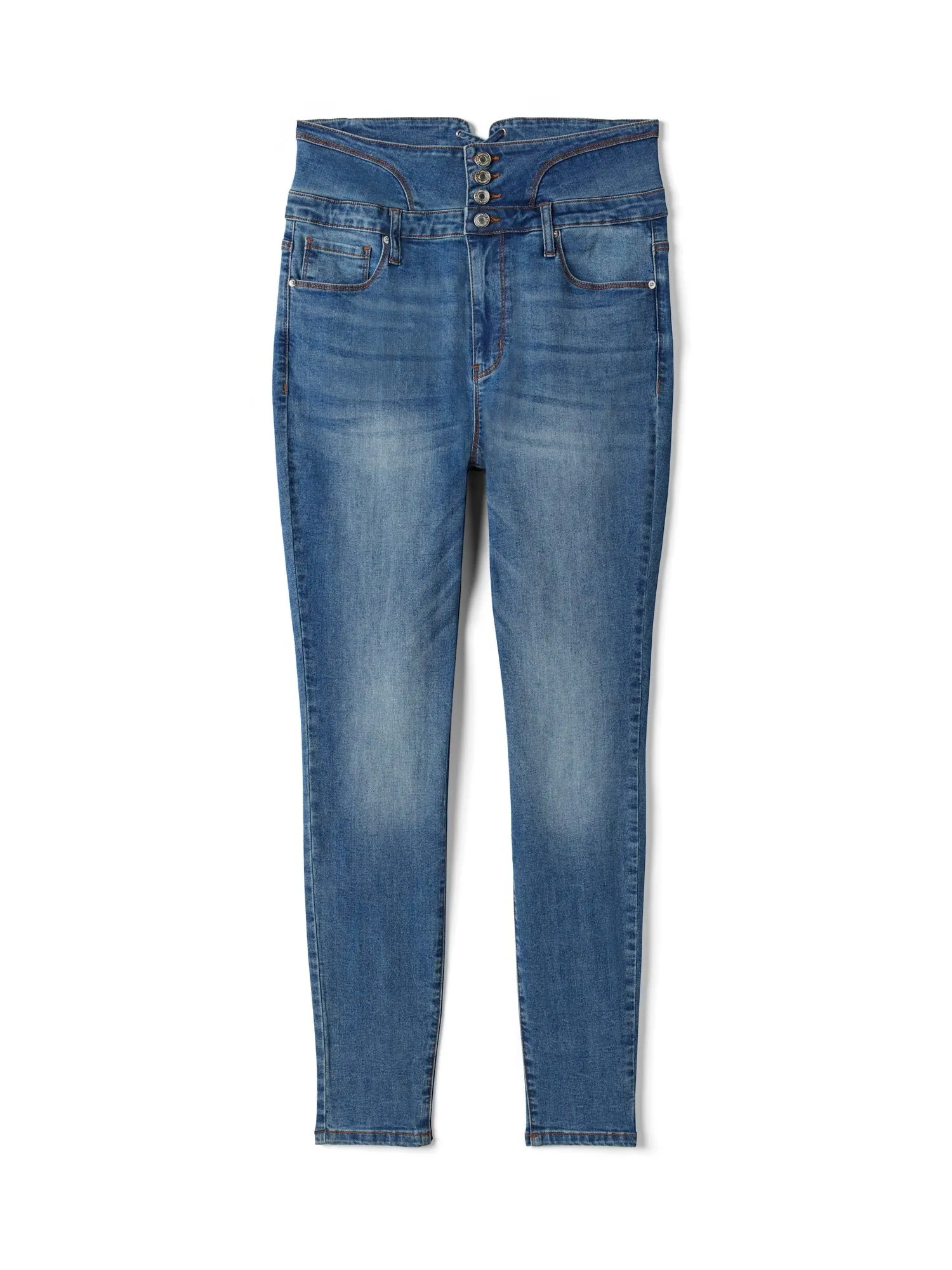High Rise Corset Style Waist Skinny Jeans
