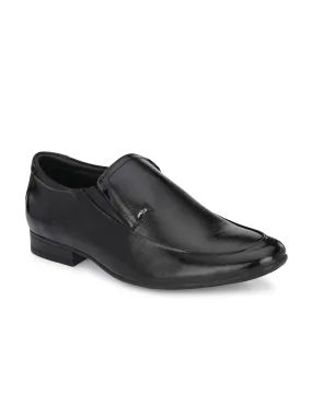 Hitz Men's Black Leather Slip-On Party Wear Shoes