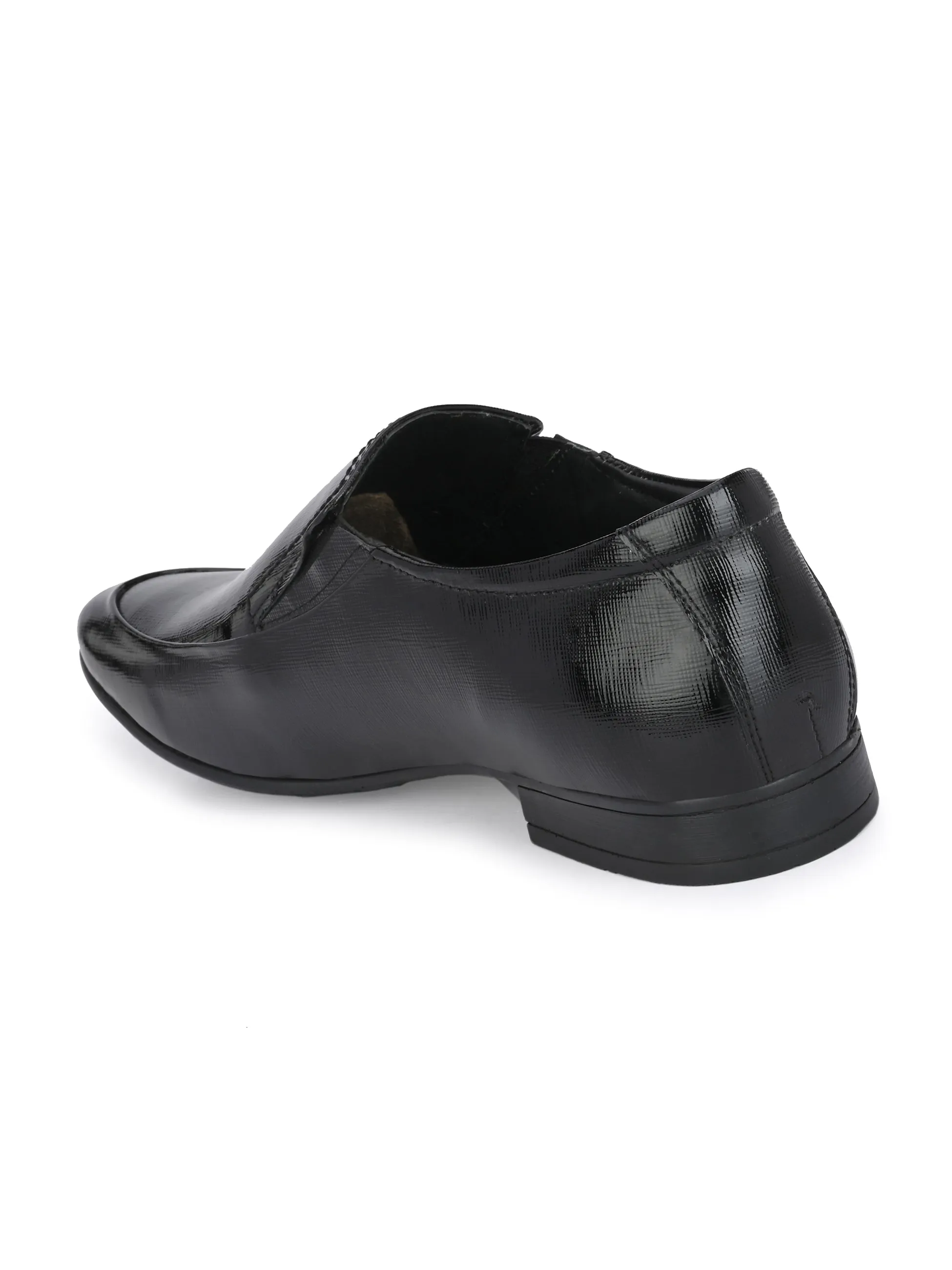 Hitz Men's Black Leather Slip-On Party Wear Shoes