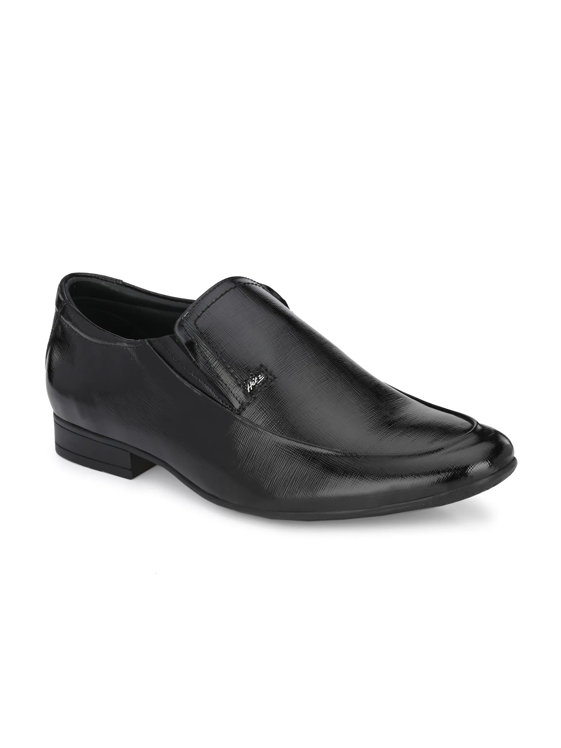 Hitz Men's Black Leather Slip-On Party Wear Shoes