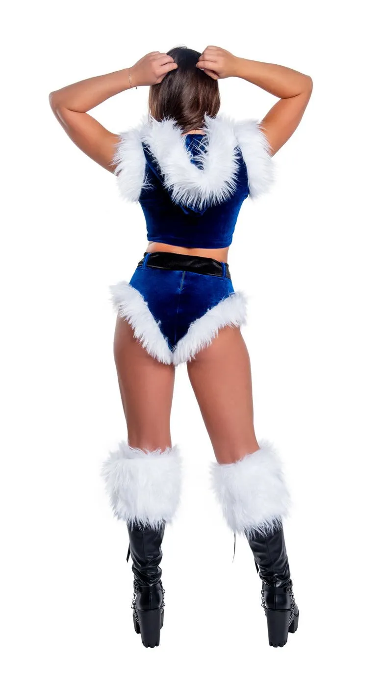 Holiday Fur Trimmed High-Waist Belted Short