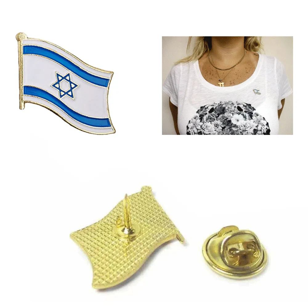Israel Flag Pin Israeli Country Lapel Enamel Badge Jewish David Star Patriotic