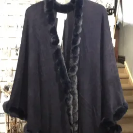 Joseph Ribkoff Midnight Blue fur trimmed Cape 213906