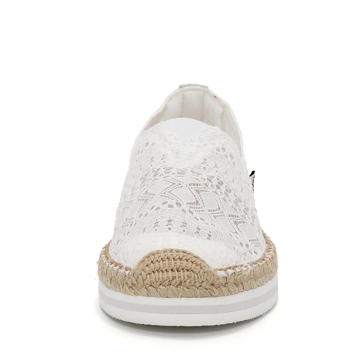 JOY&MARIO Handmade Women’s Slip-On Espadrille Mesh Loafers Platform in White-A51350W