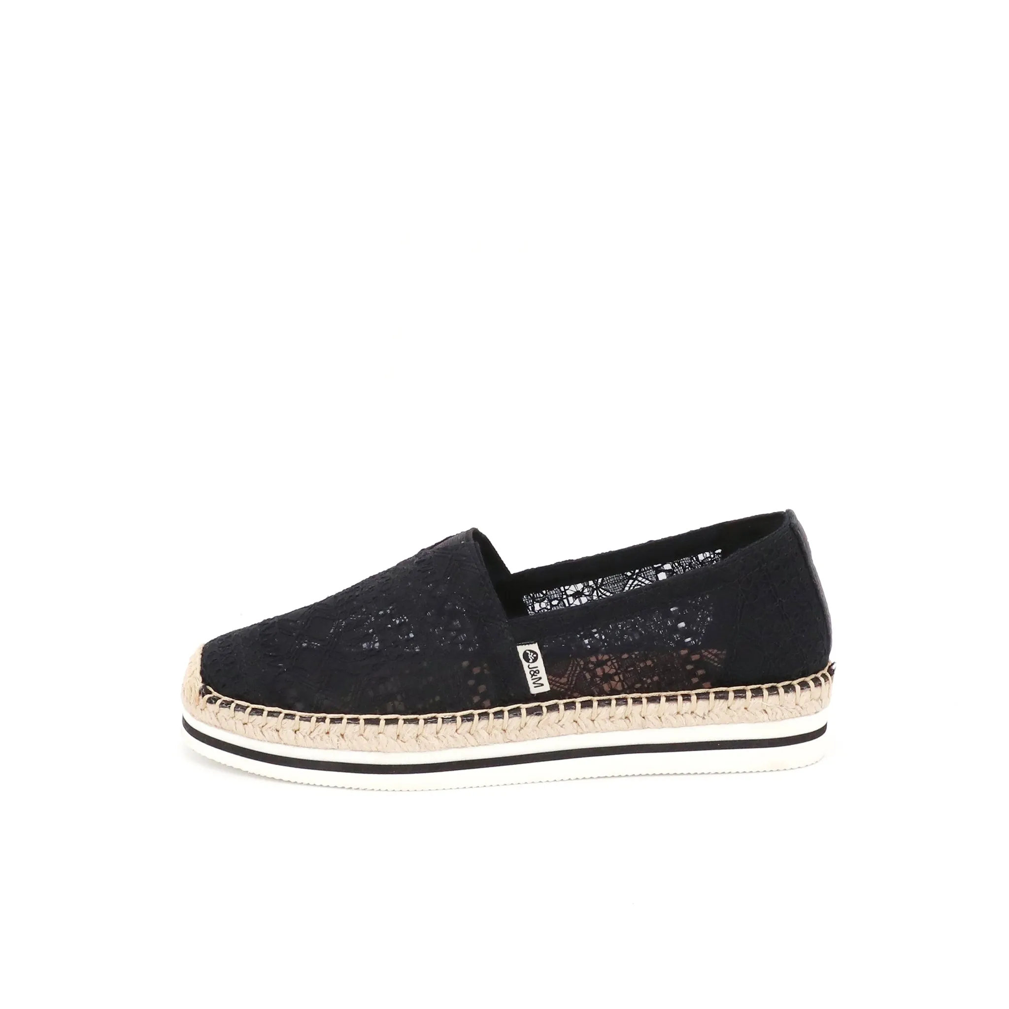 JOY&MARIO Handmade Women’s Slip-On Espadrille Mesh Loafers Platform in White-A51350W