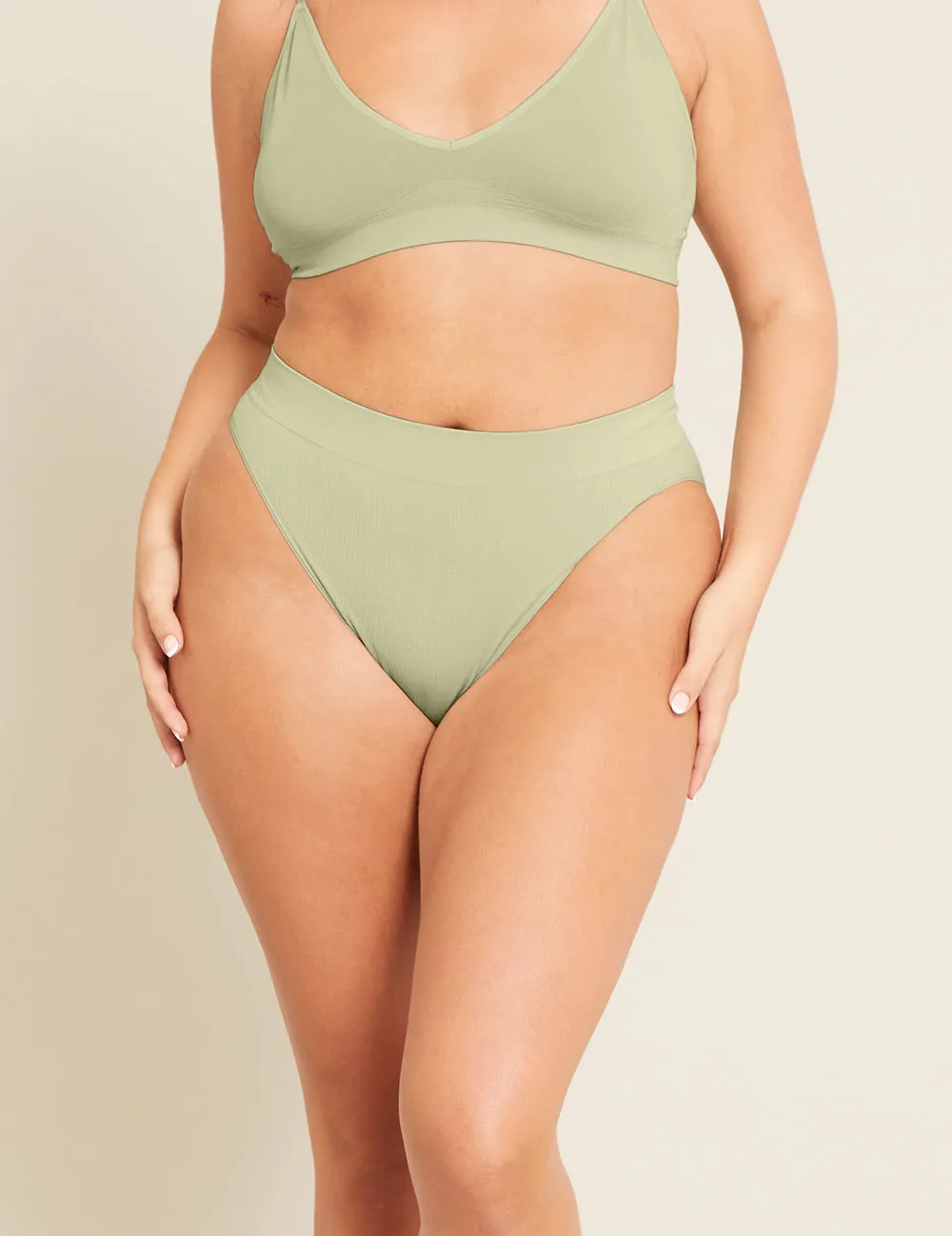 LYOLYTE Ribbed High Leg Brief - Sage
