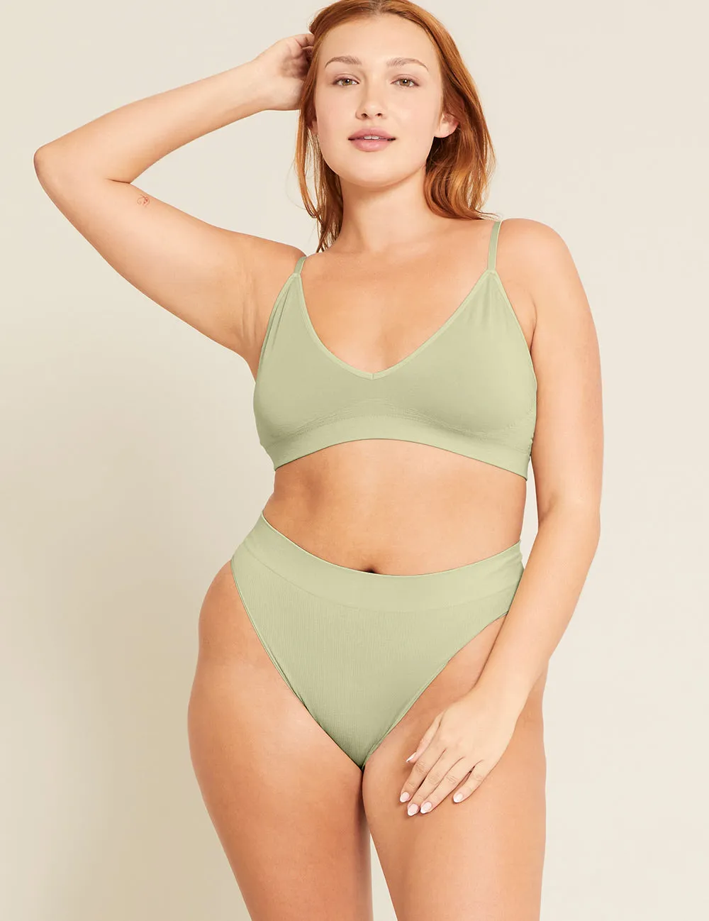 LYOLYTE Ribbed High Leg Brief - Sage
