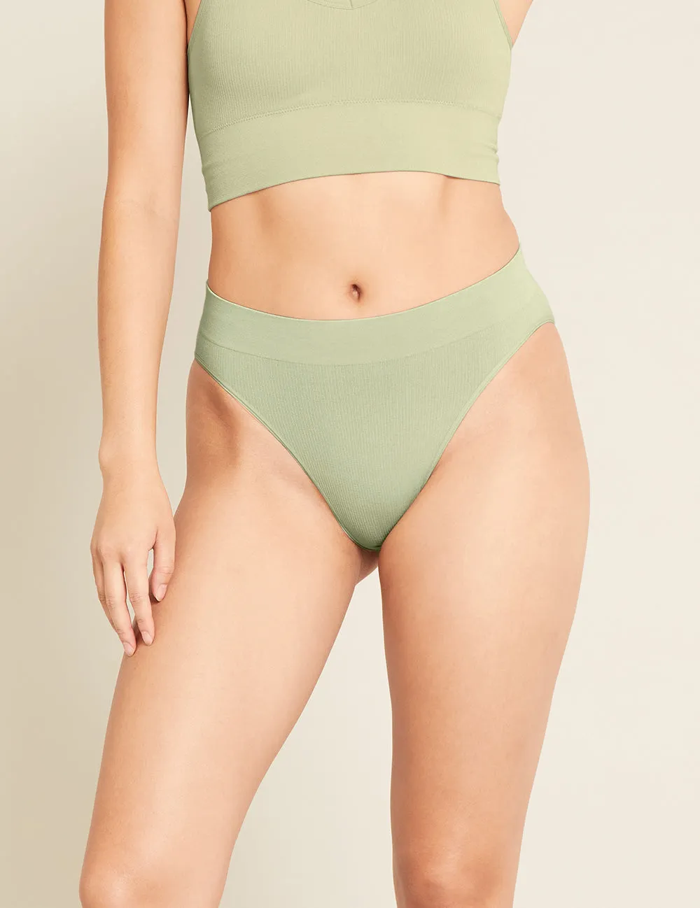 LYOLYTE Ribbed High Leg Brief - Sage