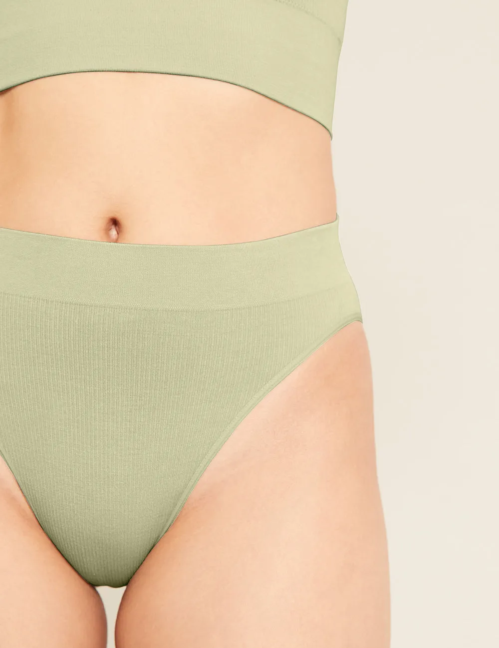 LYOLYTE Ribbed High Leg Brief - Sage