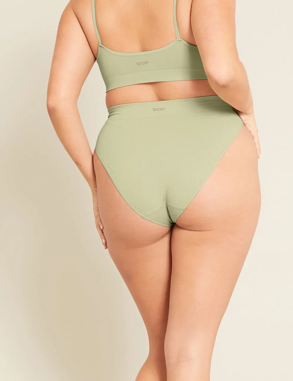 LYOLYTE Ribbed High Leg Brief - Sage