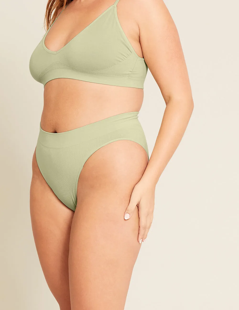 LYOLYTE Ribbed High Leg Brief - Sage