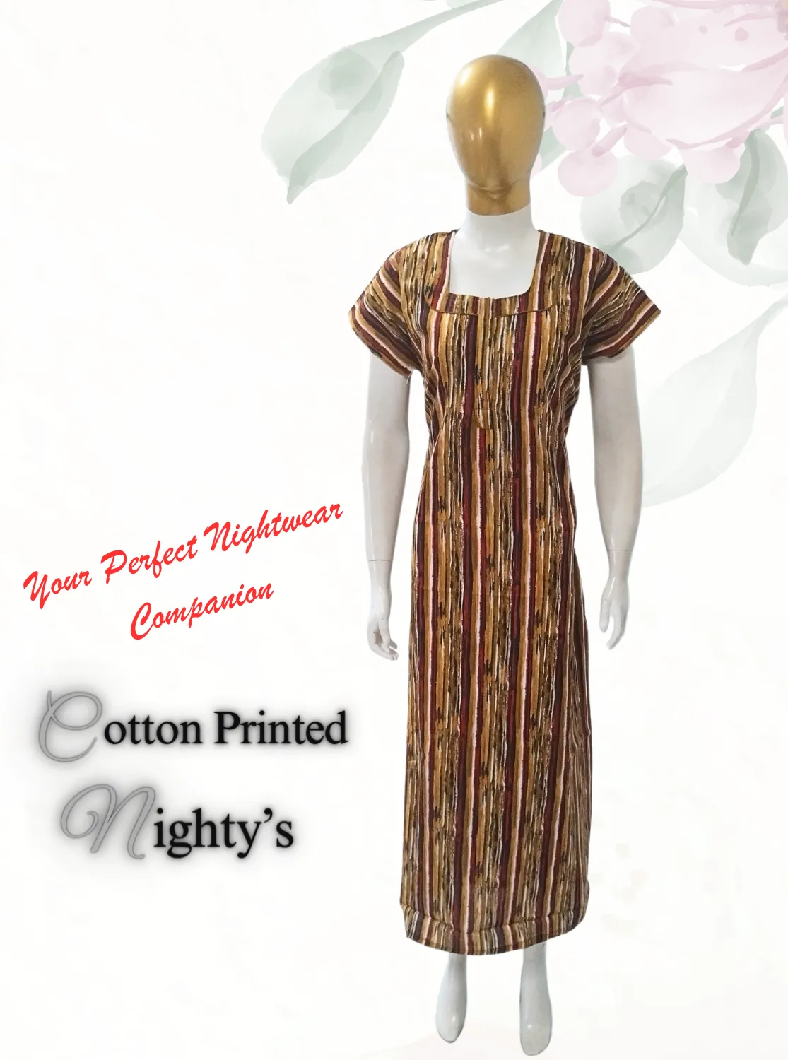 MANGAI New Regular Fit Cotton Printed  Nighties - All Over Printed Stylish Nightwear for Stylish Women | Side Cut Pocket | Beautiful Nighties for Stylish Women's (VNM)