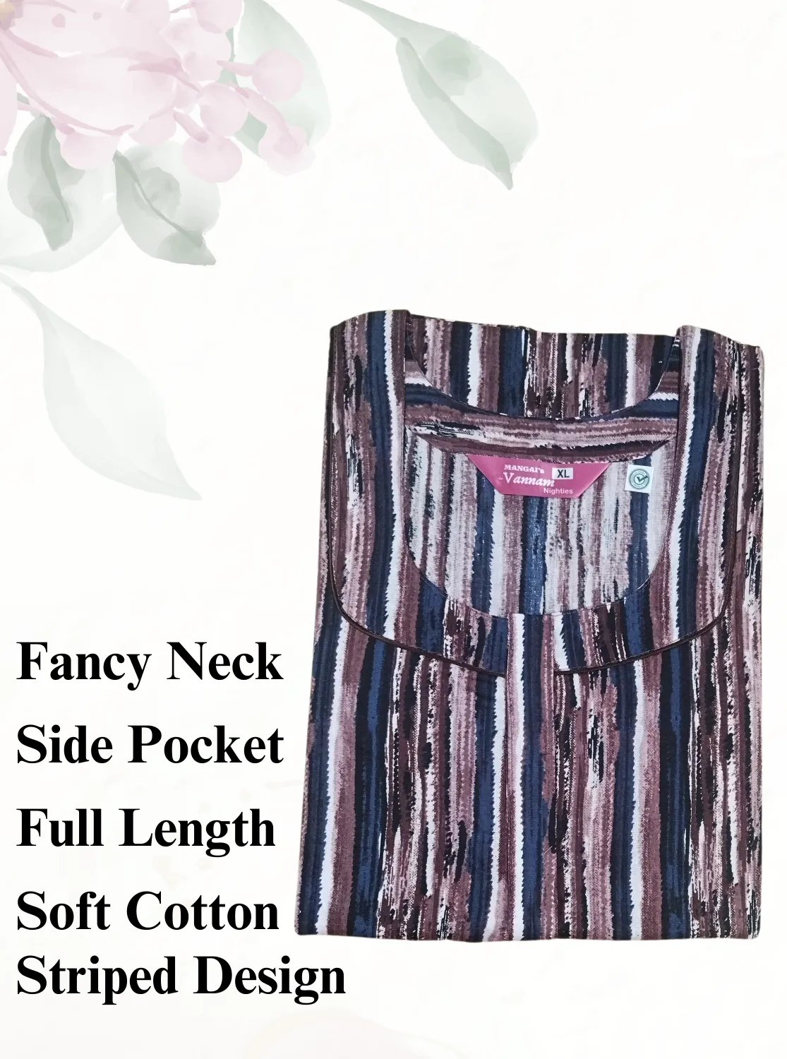 MANGAI New Regular Fit Cotton Printed  Nighties - All Over Printed Stylish Nightwear for Stylish Women | Side Cut Pocket | Beautiful Nighties for Stylish Women's (VNM)