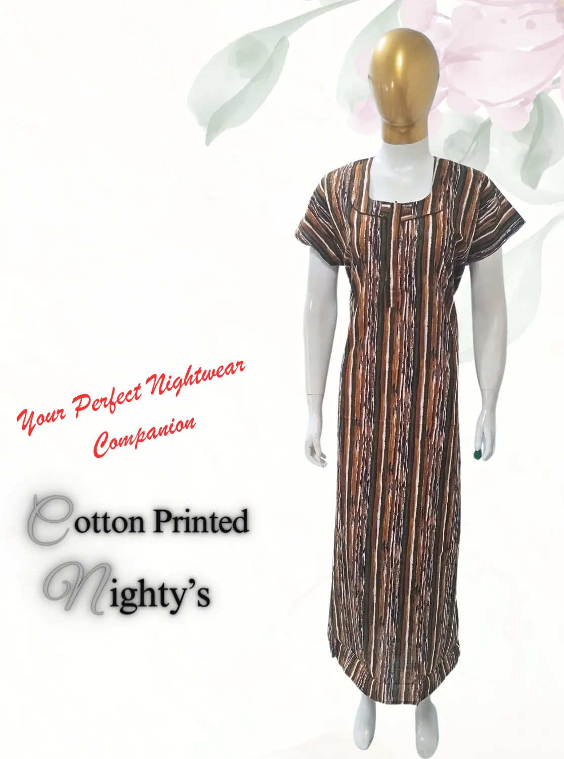 MANGAI New Regular Fit Cotton Printed  Nighties - All Over Printed Stylish Nightwear for Stylish Women | Side Cut Pocket | Beautiful Nighties for Stylish Women's (VNM)