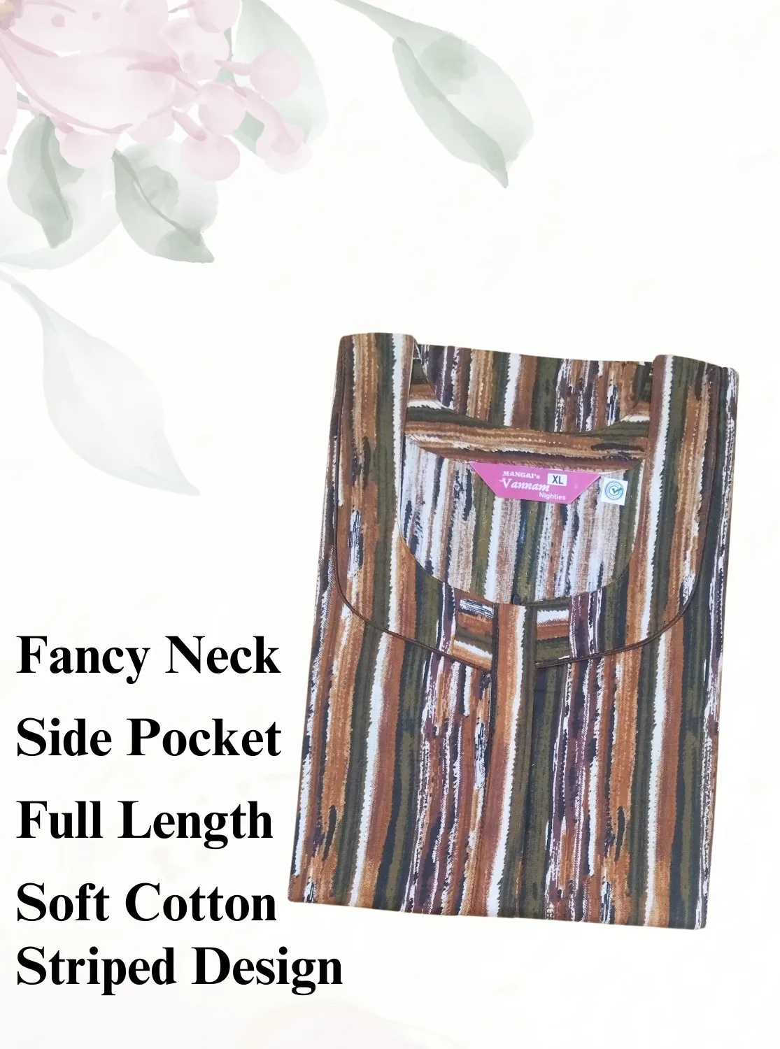 MANGAI New Regular Fit Cotton Printed  Nighties - All Over Printed Stylish Nightwear for Stylish Women | Side Cut Pocket | Beautiful Nighties for Stylish Women's (VNM)