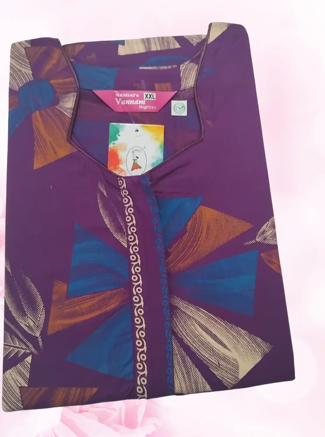 MANGAI New Regular Fit Cotton Printed  Nighties - All Over Printed Stylish Nightwear for Stylish Women | Side Cut Pocket | Beautiful Nighties for Stylish Women's (VNM)