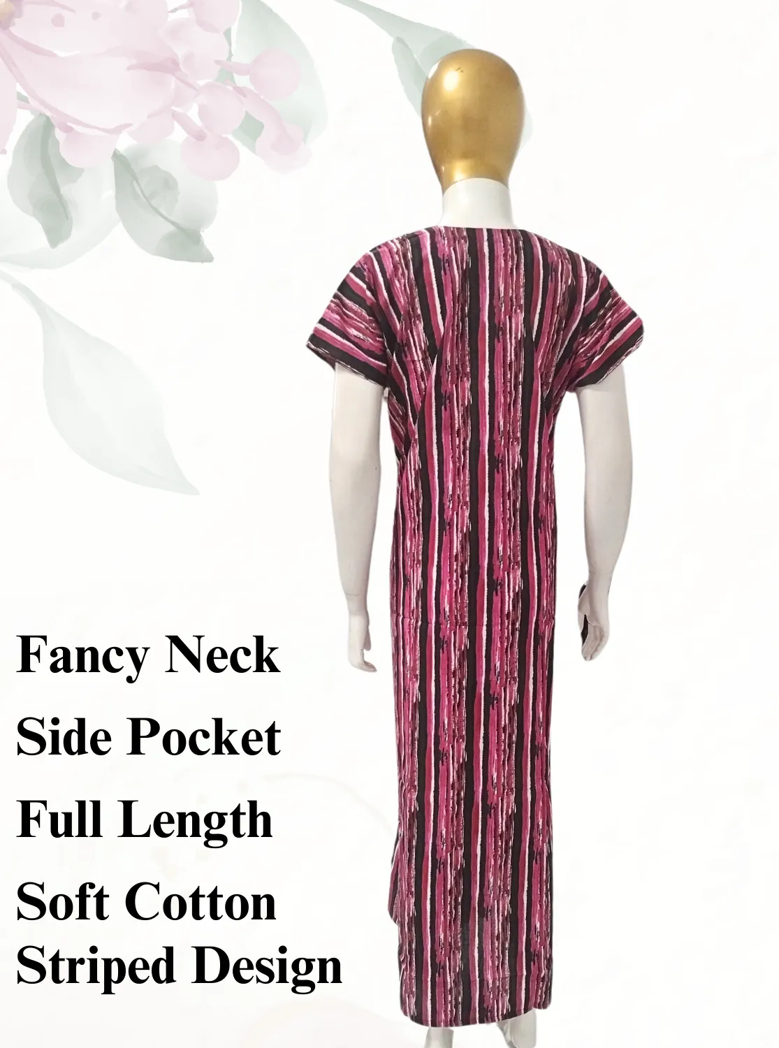 MANGAI New Regular Fit Cotton Printed  Nighties - All Over Printed Stylish Nightwear for Stylish Women | Side Cut Pocket | Beautiful Nighties for Stylish Women's (VNM)