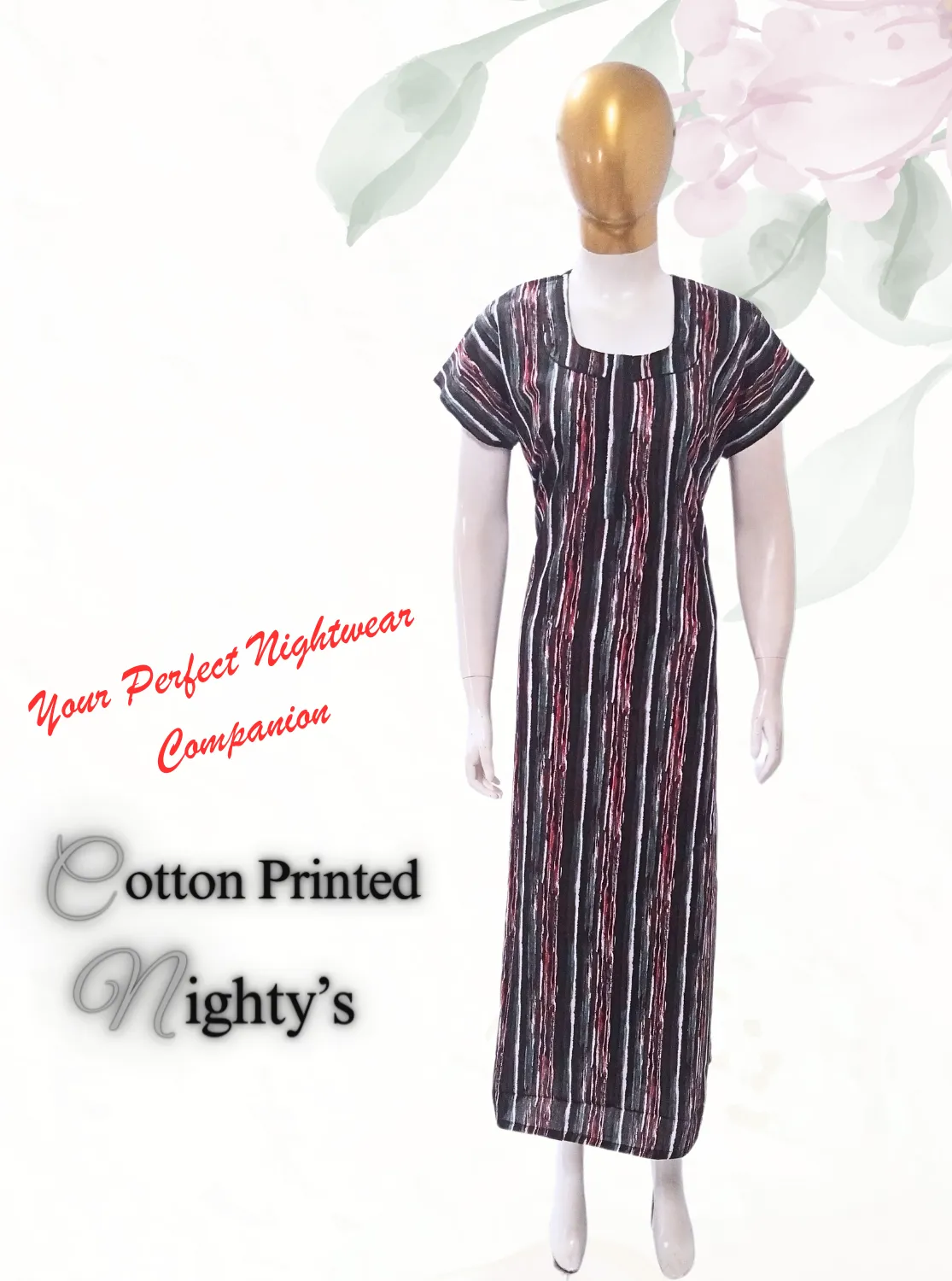MANGAI New Regular Fit Cotton Printed  Nighties - All Over Printed Stylish Nightwear for Stylish Women | Side Cut Pocket | Beautiful Nighties for Stylish Women's (VNM)