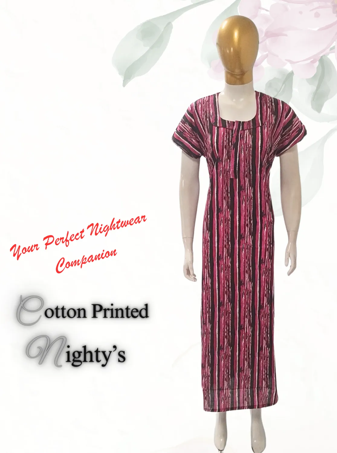 MANGAI New Regular Fit Cotton Printed  Nighties - All Over Printed Stylish Nightwear for Stylish Women | Side Cut Pocket | Beautiful Nighties for Stylish Women's (VNM)