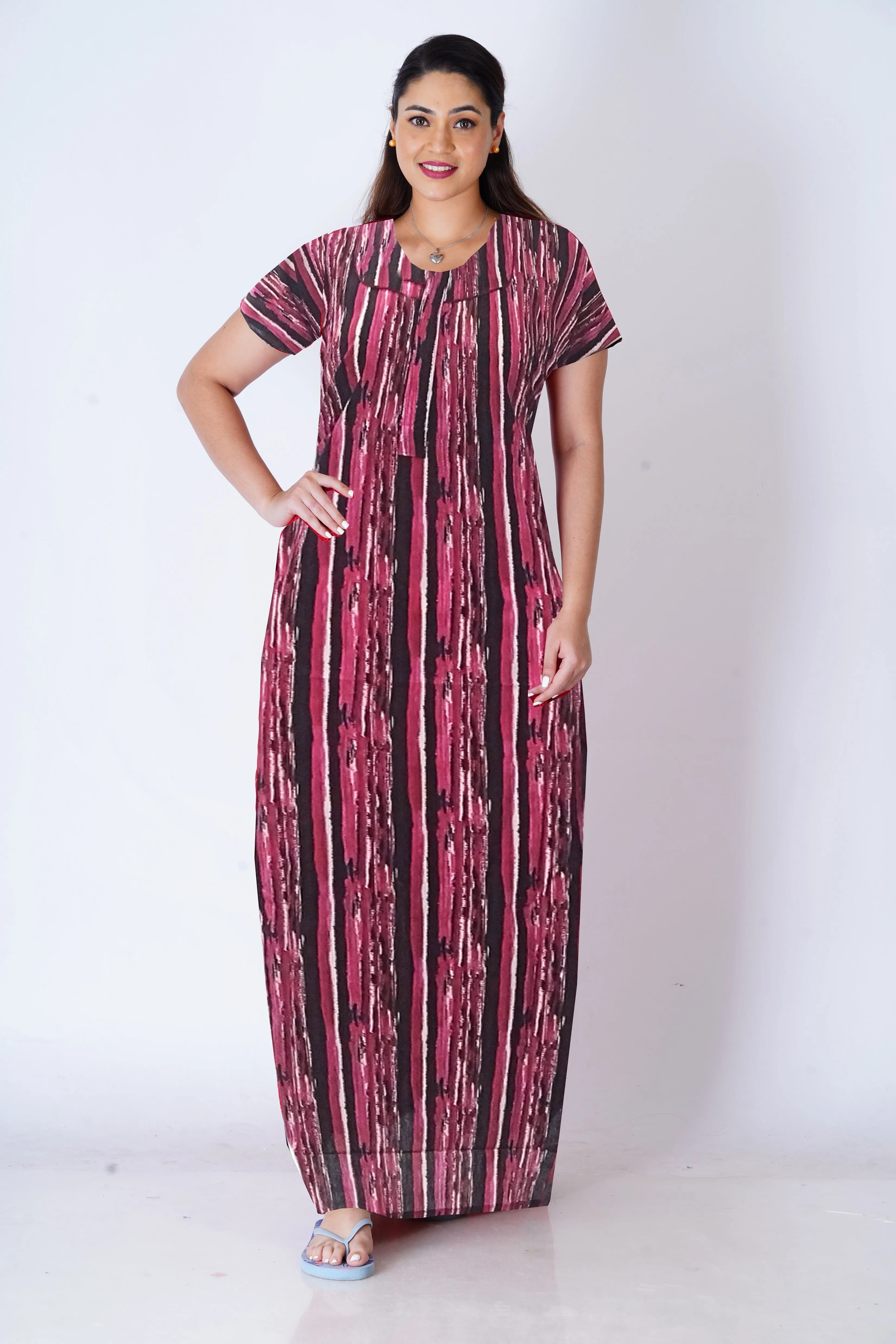 MANGAI New Regular Fit Cotton Printed  Nighties - All Over Printed Stylish Nightwear for Stylish Women | Side Cut Pocket | Beautiful Nighties for Stylish Women's (VNM)
