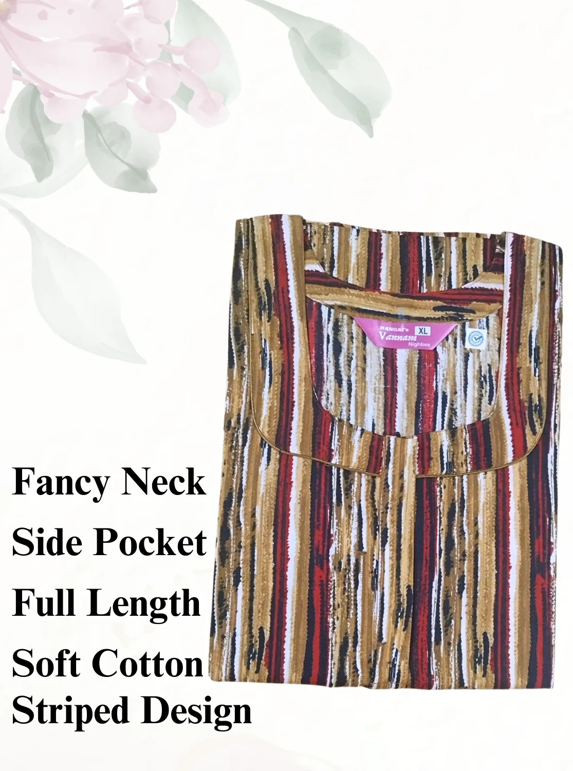 MANGAI New Regular Fit Cotton Printed  Nighties - All Over Printed Stylish Nightwear for Stylish Women | Side Cut Pocket | Beautiful Nighties for Stylish Women's (VNM)