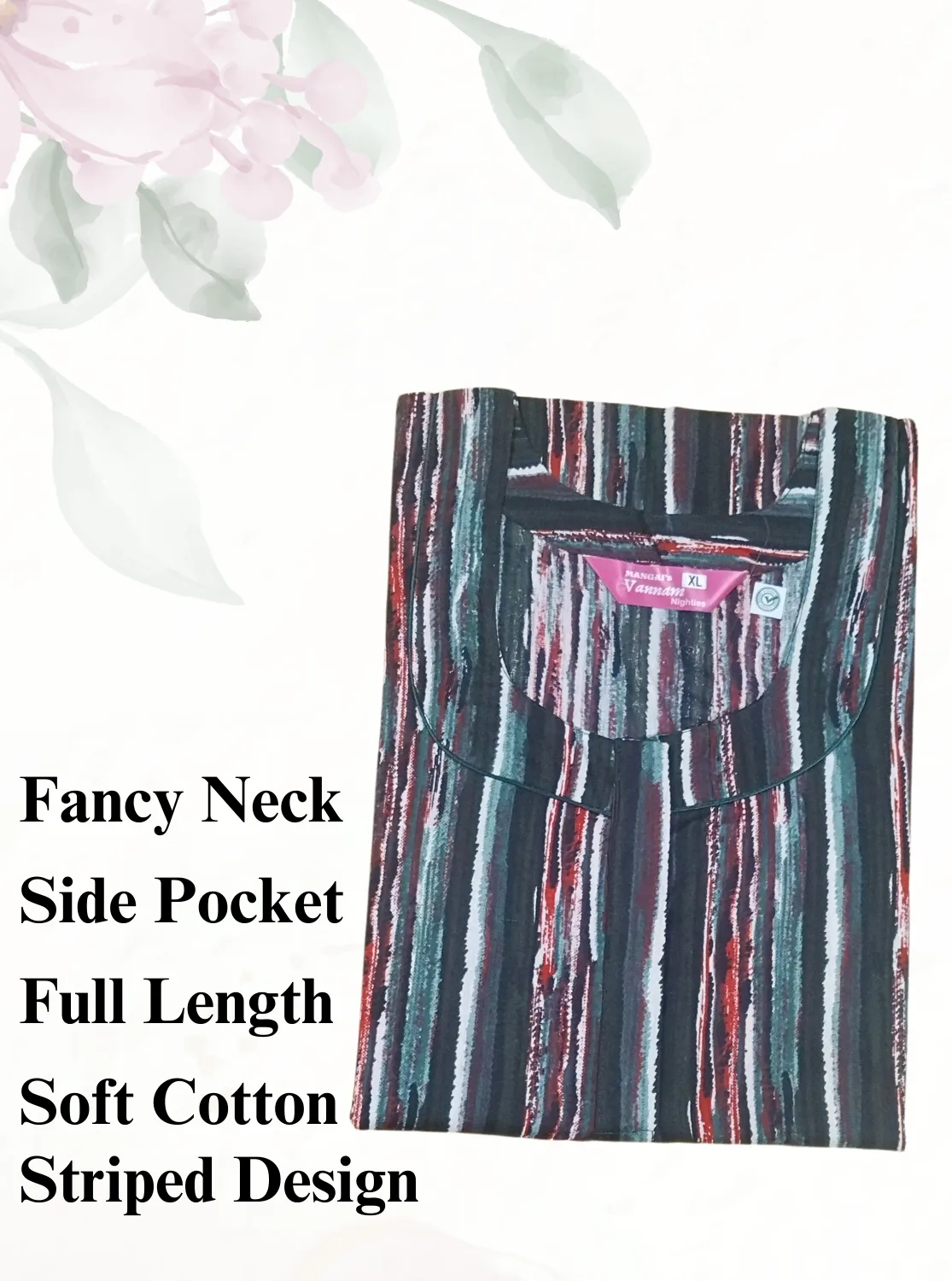 MANGAI New Regular Fit Cotton Printed  Nighties - All Over Printed Stylish Nightwear for Stylish Women | Side Cut Pocket | Beautiful Nighties for Stylish Women's (VNM)