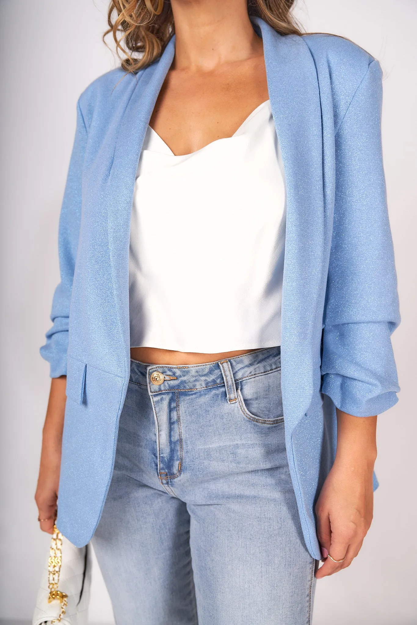 Metallic 3/4 Sleeve Blazer