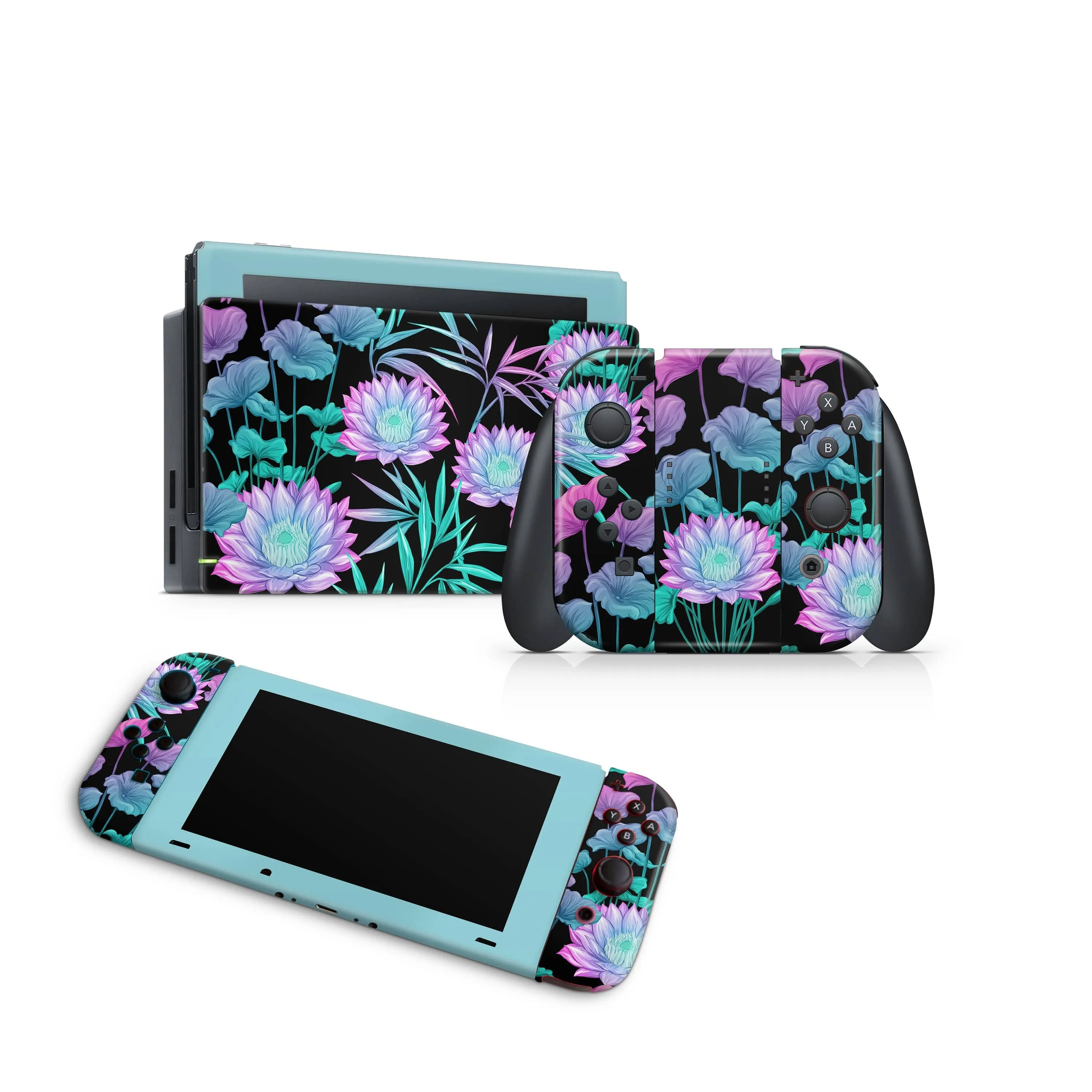 Nintendo Switch Skin Decals - Neon Flourish - Wrap Vinyl Sticker