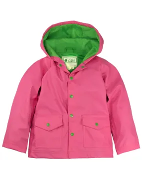 OAKIWEAR CHILDREN’S RAIN JACKET W/ SOFT LINING & EASY ON SNAPS, PINK & GREEN