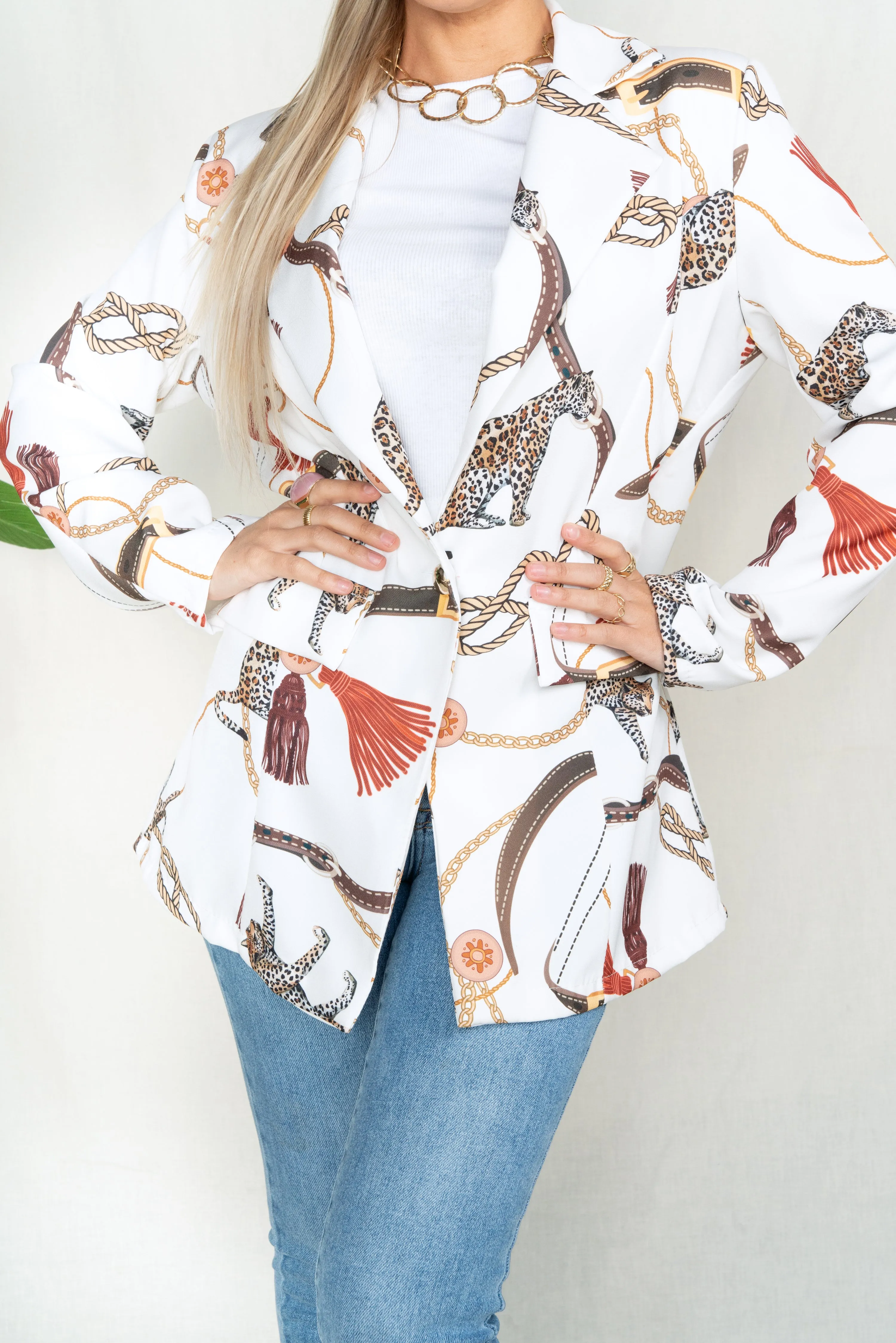 Oversized Animal Print Blazer