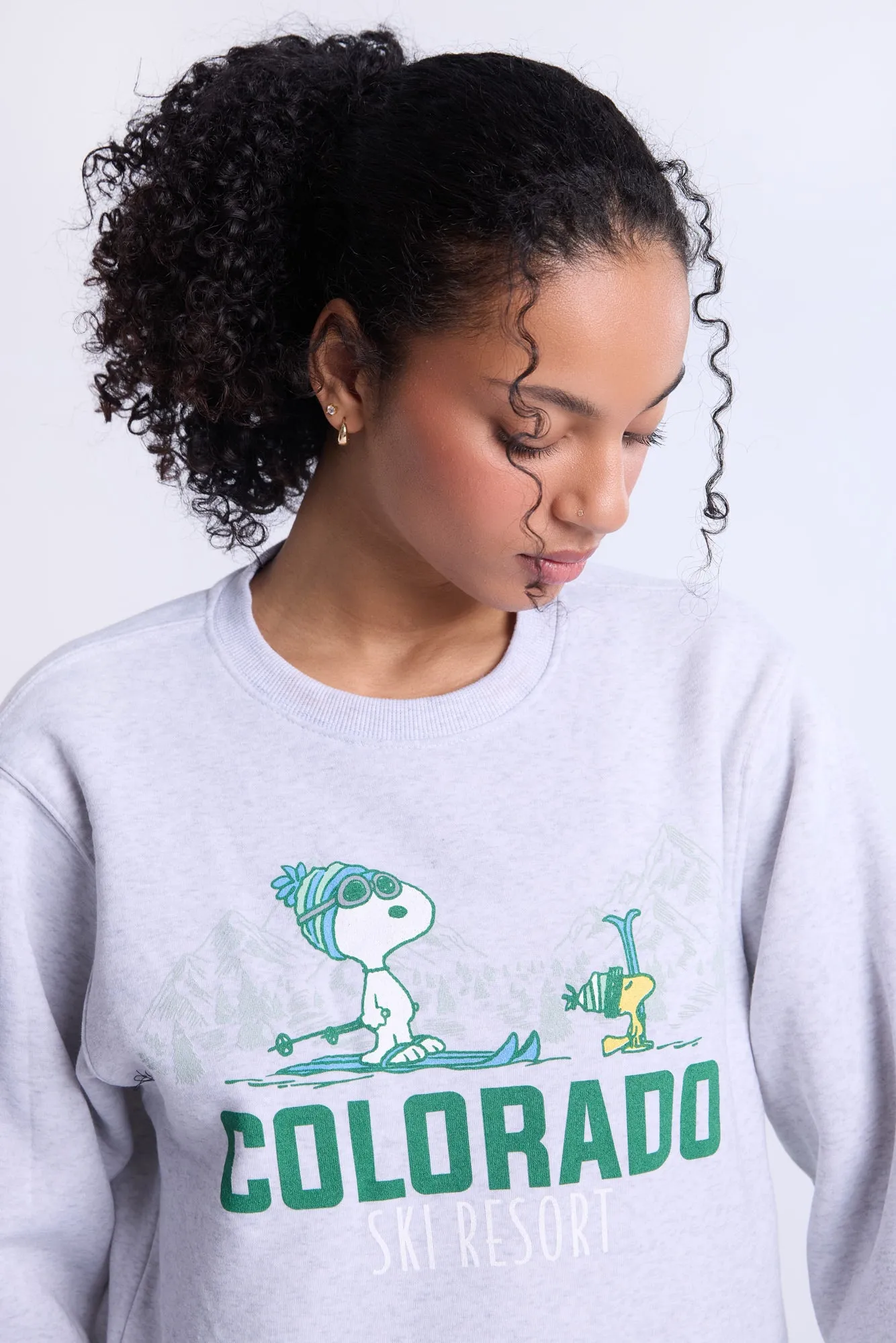 Peanuts Snoopy Colorado Graphic Crew Neck Sweatshirt