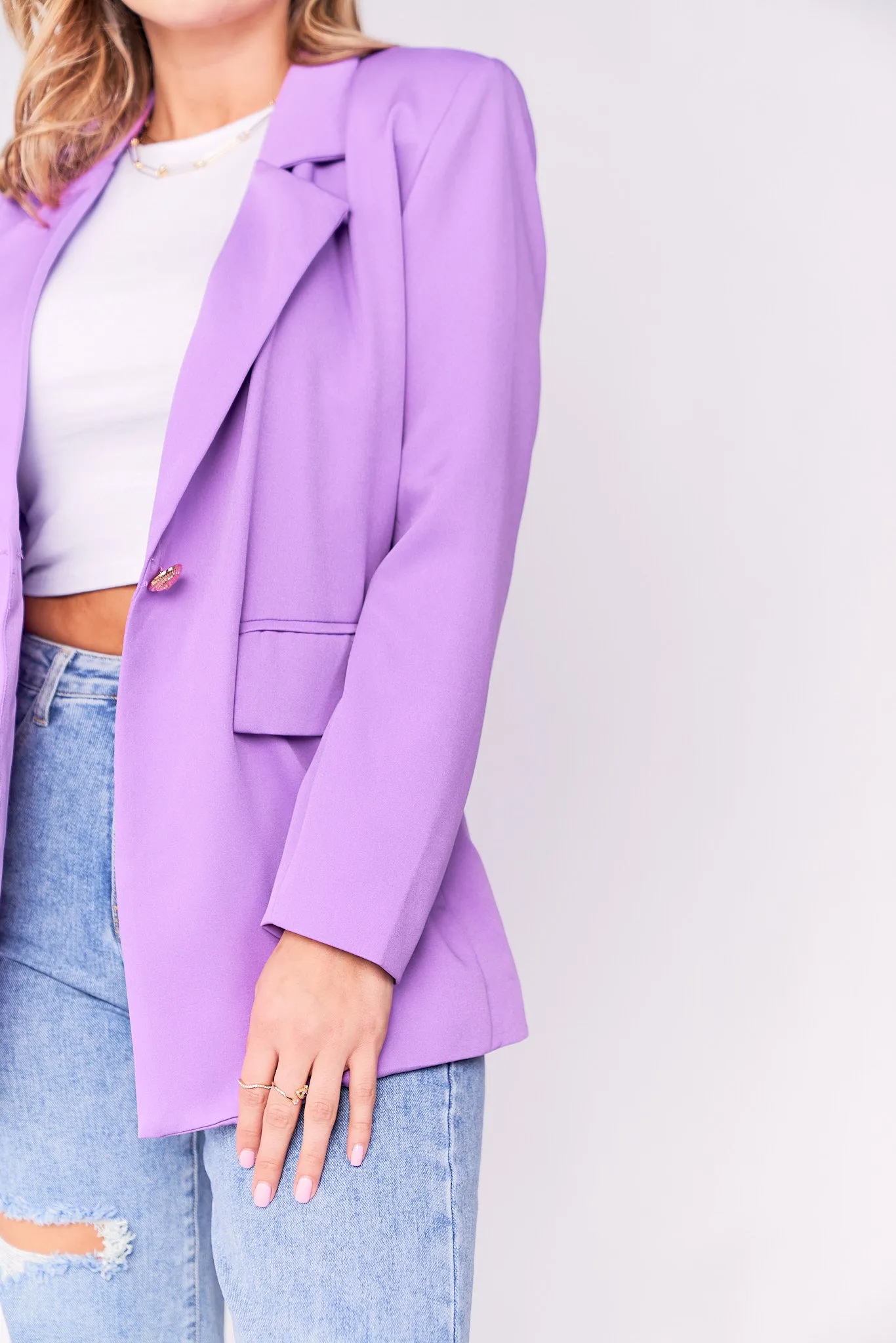 Purple Oversized Casual Blazer